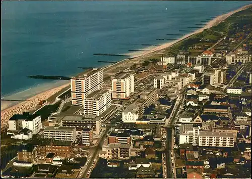 Westerland Sylt Panorama mit Strand Fliegeraufnahme Kat. Westerland