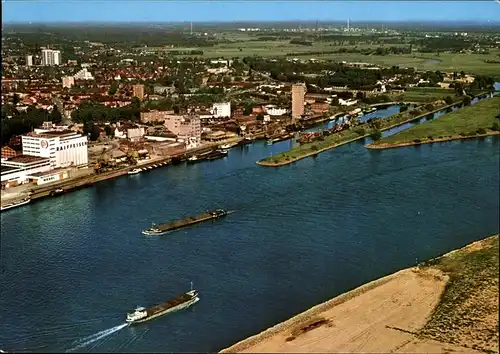 Wesel Rhein Panorama mit Lippe Muendung Fliegeraufnahme Kat. Wesel