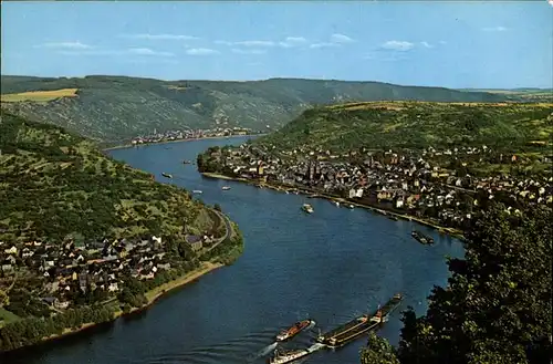 Filsen Rheinscheilfe Panorama mit Boppard und Kamp Kat. Filsen