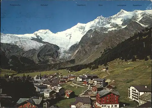 Saas Fee Ortsansicht mit Alpenpanorama Kat. Saas Fee