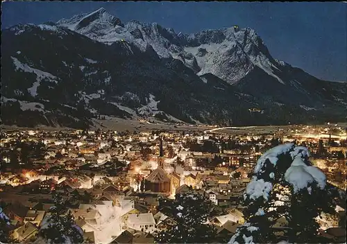 Garmisch Partenkirchen bei Mondschein mit Zugspitze Kat. Garmisch Partenkirchen