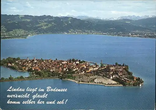 Lindau Bodensee mit Blick auf Bregenz Fliegeraufnahme Kat. Lindau (Bodensee)