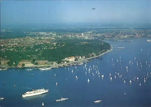 Kiel Sporthafen und Faehrschiff Germanica Fliegeraufnahme Kat. Kiel