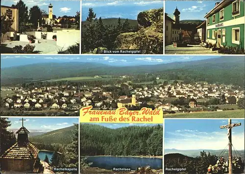 Frauenau Panorama mit Kirche Rachelgipfel Kapelle See Kreuz / Frauenau /Regen LKR