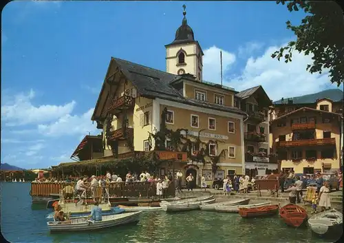 St Wolfgang Salzkammergut Boots Anlegeplatz und Hotel Weisses Roessl Kat. St. Wolfgang im Salzkammergut