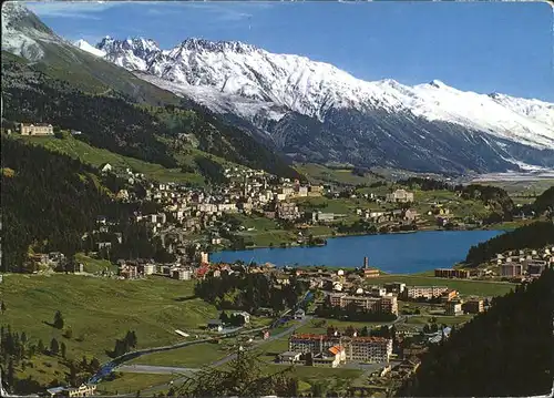 St Moritz GR Bad und Dorf Panorama mit Alpenblick Kat. St Moritz