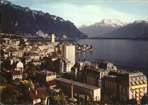 Montreux VD Vue generale et les Dents du Midi / Montreux /Bz. Vevey