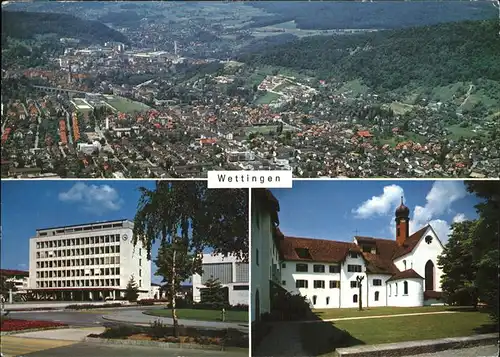 Wettingen AG Gesamtansicht mit Rathaus und Klosterkirche Kat. Wettingen