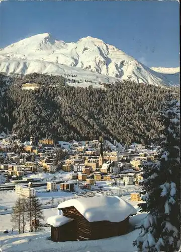 Davos GR Panorama mit Schatzalp Strela und Schiahoerner Kat. Davos