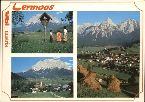 Lermoos Tirol Gesamt und Teilansicht Wegkreuz Kat. Lermoos