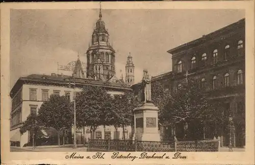 Gutenberg Johannes Buchdruck Denkmal Dom Mainz am Rhein / Druckereigewerbe /