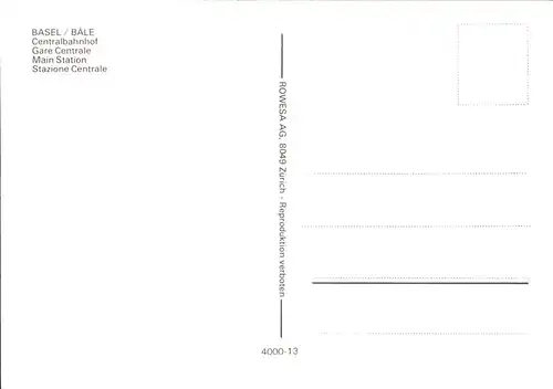 Strassenbahn Basel Zentralbahnhof  Kat. Strassenbahn