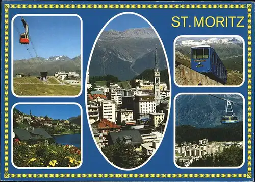 Zahnradbahn Seilbahn St. Moritz Engadin Kat. Bergbahn