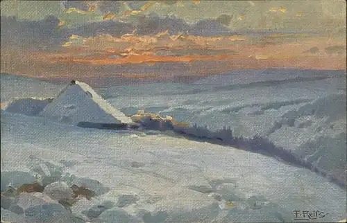 Reiss Fritz Nr. 6 Winter Berge Schnee Kat. Kuenstlerlitho