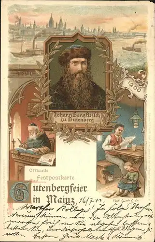 Gutenberg Johannes Buchdruck Mainz Litho / Druckereigewerbe /
