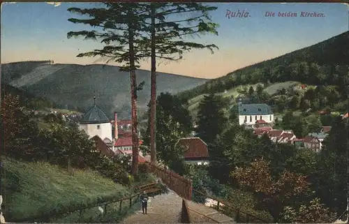 Ruhla Blick auf die beiden Kirchen Kat. Ruhla