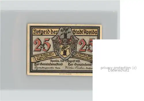 Apolda Notgeld 25 Pfennig  Kat. Apolda