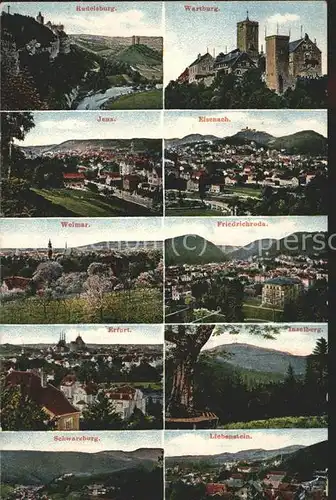 Eisenach Thueringen mit Rudelsburg Wartburg Jena Weimar Erfurt Schwarzburg Liebenstein Inselberg Kat. Eisenach