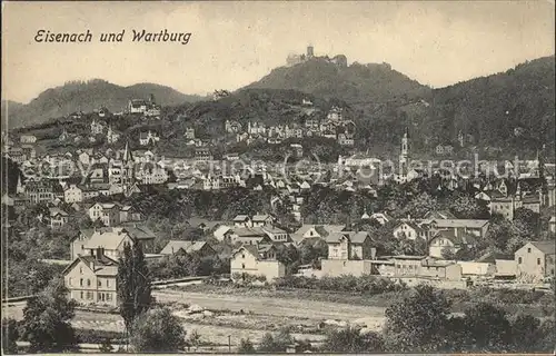 Eisenach Thueringen Stadtblick mit Wartburg Kat. Eisenach