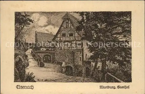 Eisenach Thueringen Wartburg Gasthof Federzeichnung Kat. Eisenach