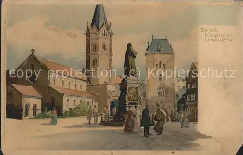 Eisenach Thueringen Karlsplatz mit Lutherdenkmal und Nicolaikirche Kat. Eisenach