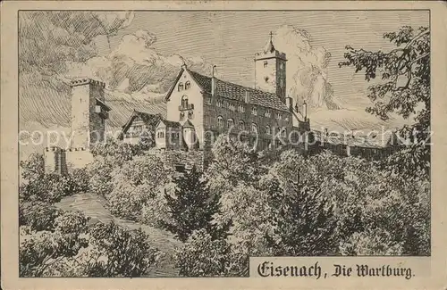 Eisenach Thueringen Die Wartburg Federzeichnung Kat. Eisenach