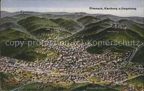 Eisenach Thueringen Panoramakarte mit Wartburg Kat. Eisenach
