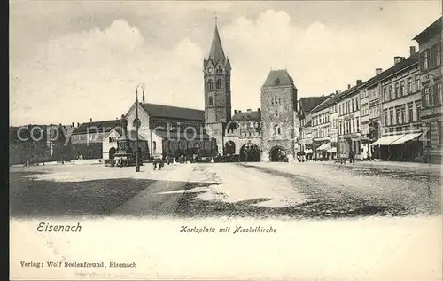 Eisenach Thueringen Karlsplatz mit Nicolaikirche Kat. Eisenach