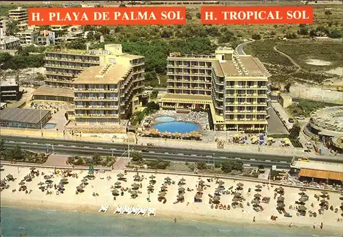 Palma de Mallorca Hoteles Playa de Palma Sol y Tropical Sol Strand Fliegeraufnahme Kat. Palma de Mallorca