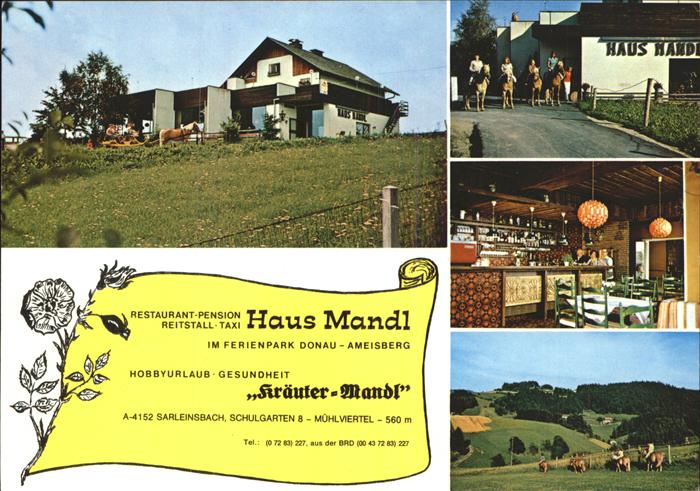 Sarleinsbach Restaurant Pension Haus Mandl Reitstall Ferienpark