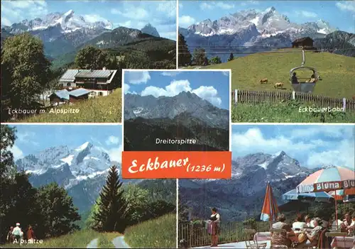 Garmisch Partenkirchen Alpengasthof Eckbauer Alpspitze Dreitorspitze Bergbahn Terrasse Kat. Garmisch Partenkirchen