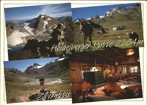 Ischgl Heidelberger Huette Silvretta gegen Fluchthorn Piz Tasna Breite Krone Kuh Alpenpanorama Kat. Ischgl