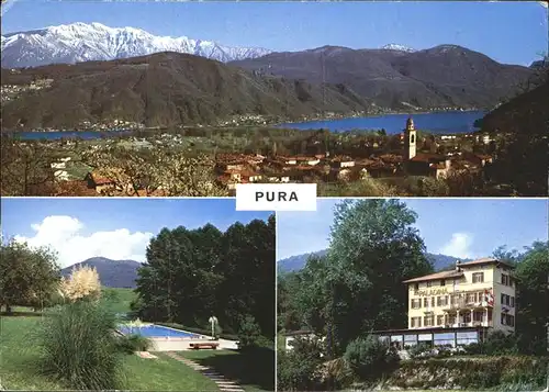 Pura Panorama mit Blick auf Monte Generoso Luganer See Haus Paladina Schwimmbad Kat. Pura