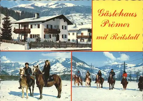 Jochberg Gaestehaus Proemer mit Reitstall Pferde Ausritt im Schnee Kat. Jochberg