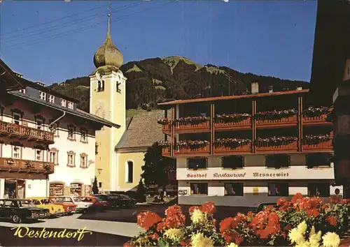 Westendorf Tirol Gasthof Restaurant Mesnerwirt Kirche Kat. Westendorf