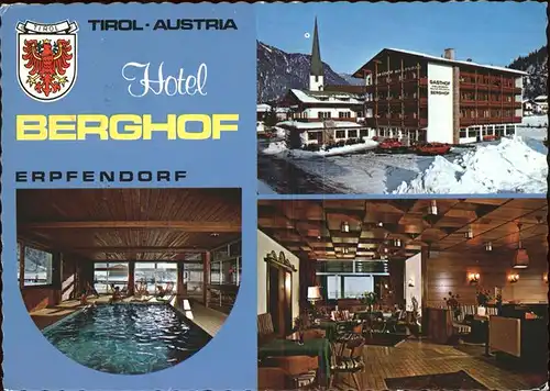 Erpfendorf Gasthof Hotel Berghof Hallenbad Wappen Kirchturm Kat. Kirchdorf in Tirol