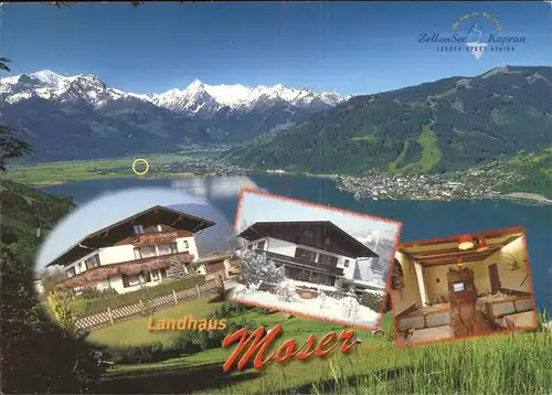 Zell See Landhaus Moser Blick ueber den See mit Kitzsteinhorn Hohe Tauern Kat. Zell am See
