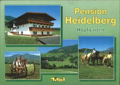 Hopfgarten Brixental Pension Heidelberg Pferd Reiten Schlitten Trachten Musik Instrument Kat. Hopfgarten im Brixental