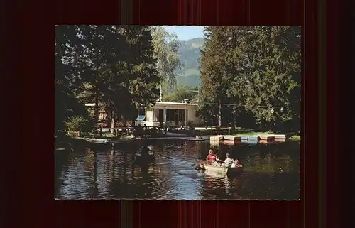 Reichenau Rax Kurort Teich Paddelboot Cafe im Kurpark Kat. Reichenau an der Rax