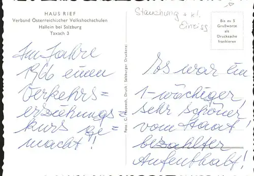 Hallein Haus Rief Verband oesterreichischer Volkshochschulen Kat. Hallein