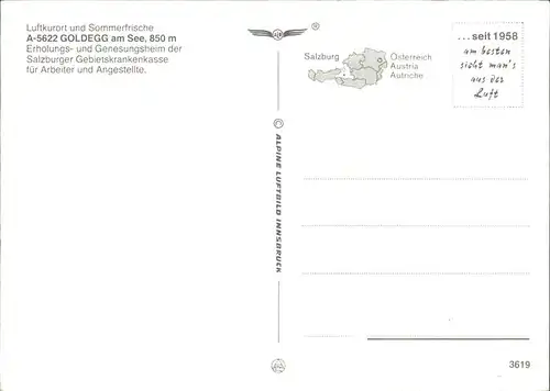 Goldegg Erholungs  und Genesungsheim Salzburger Gebietskrankenkasse Sommerfrische Luftkurort Kat. Goldegg