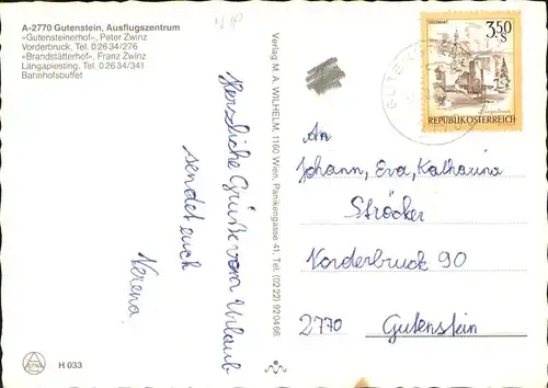 Gutenstein Niederoesterreich Gutensteinerhof Peter Zwinz Wappen Kat. Gutenstein