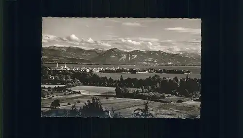 Lindau Bodensee Blick vom Hoyerberg mit Alpenpanorama Kat. Lindau (Bodensee)