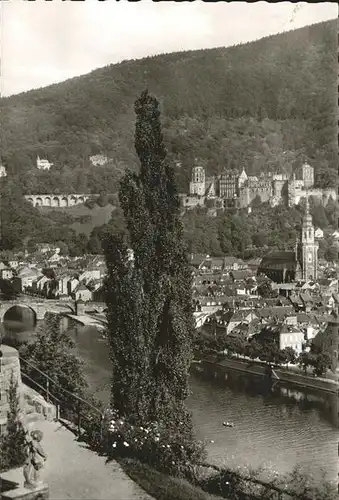 Heidelberg Neckar Panorama mit Neckarbruecke Kirche Kat. Heidelberg