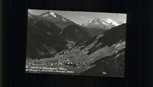 St Jakob Defereggen Blick ins Defereggental mit Pfannhorn Almerhorn und Hochgall Kat. St. Jakob in Defereggen