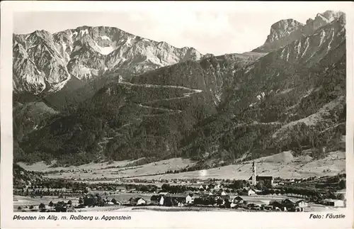 Pfronten Panorama mit Rossberg und Aggenstein Allgaeuer Alpen Hoehenluftkurt Wintersportplatz Kat. Pfronten
