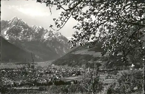 Lienz Tirol Panorama mit Dolomiten Baumbluete Kat. Lienz