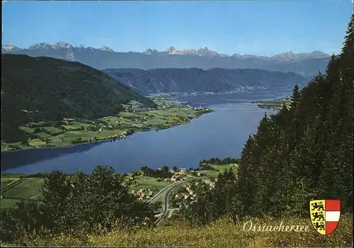 Steindorf Ossiacher See Panorama mit Karawanken und Julischen Alpen Wappen / Steindorf am Ossiacher See /Oberkaernten