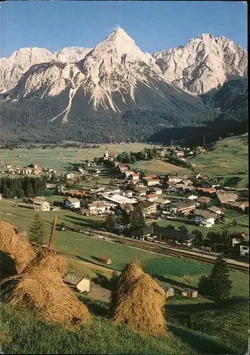 Lermoos Tirol gegen Sonnenspitze Sommerfrische Heuernte Kat. Lermoos