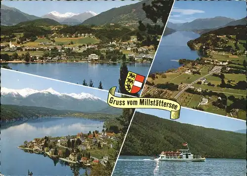 Seeboden Kaernten Doebriach Strand Millstatt mit Gmeineckgruppe Schiffsrundfahrt Wappen Kat. Seeboden Millstaettersee